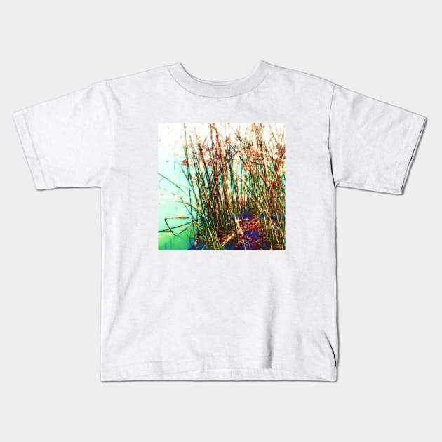 Aquatic vegetation, aquatic plant, aquatic plants, leaves, leaf, nature, botanical, tropical, exotic, water, summer, reflection, sun, sunny-day, spring, holiday, xmas, red, green, Kids T-Shirt by PrintedDreams